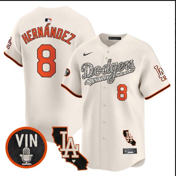 Men Los Angeles Dodgers #8 Hernandez 2025 cream Limited Stitched Jersey